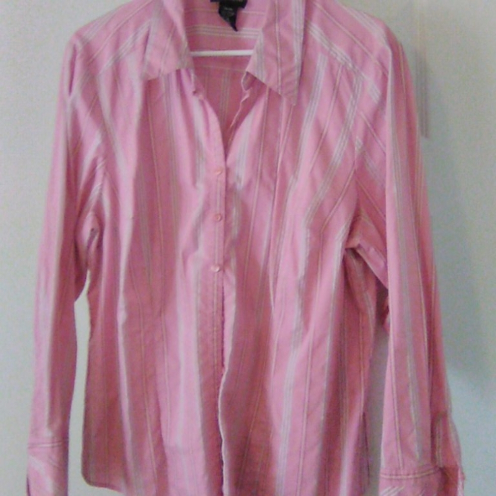 Women's Pink Stripe Long Sleeve Lane Bryant Top (18/20)